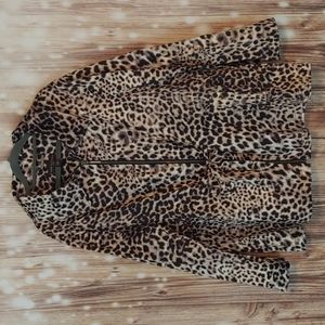 Dana Buchman plus 2X cheetah print tie front jacket